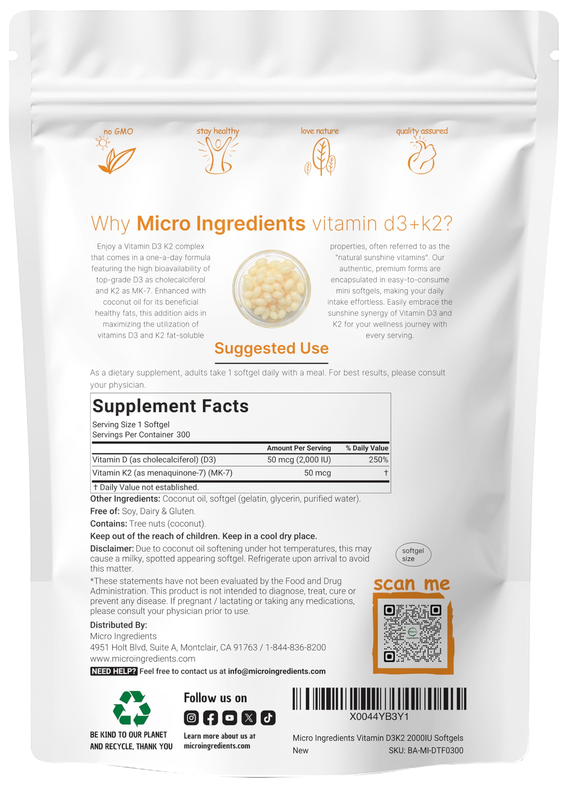 Micro Ingredients Vitamin D3 K2 pour from bottle into a glass