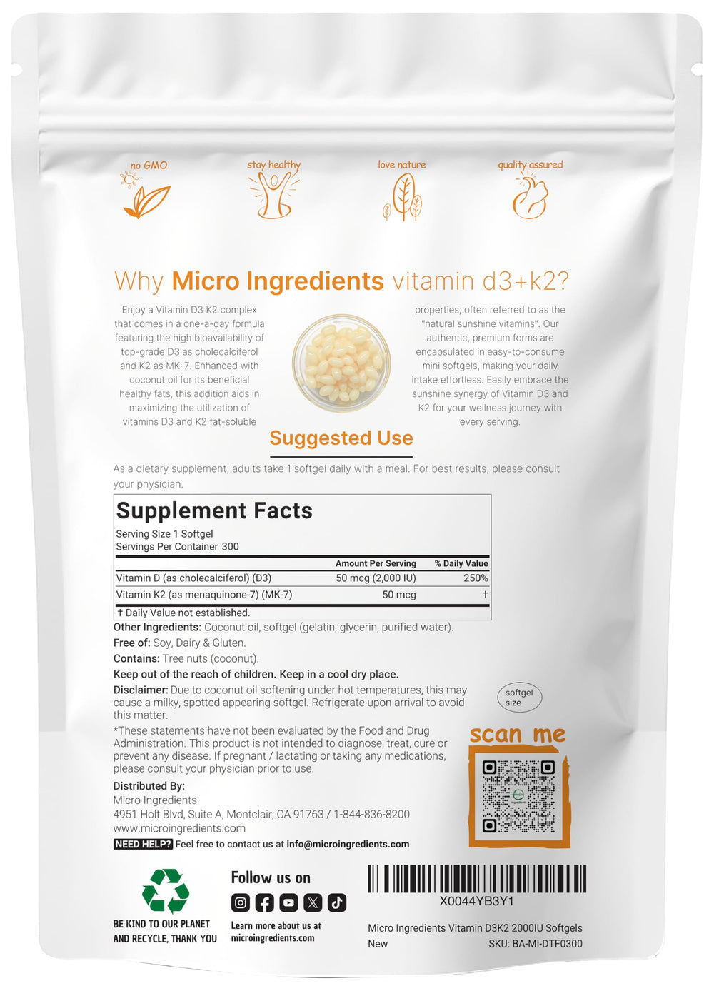 Micro Ingredients Vitamin D3 K2 pour from bottle into a glass