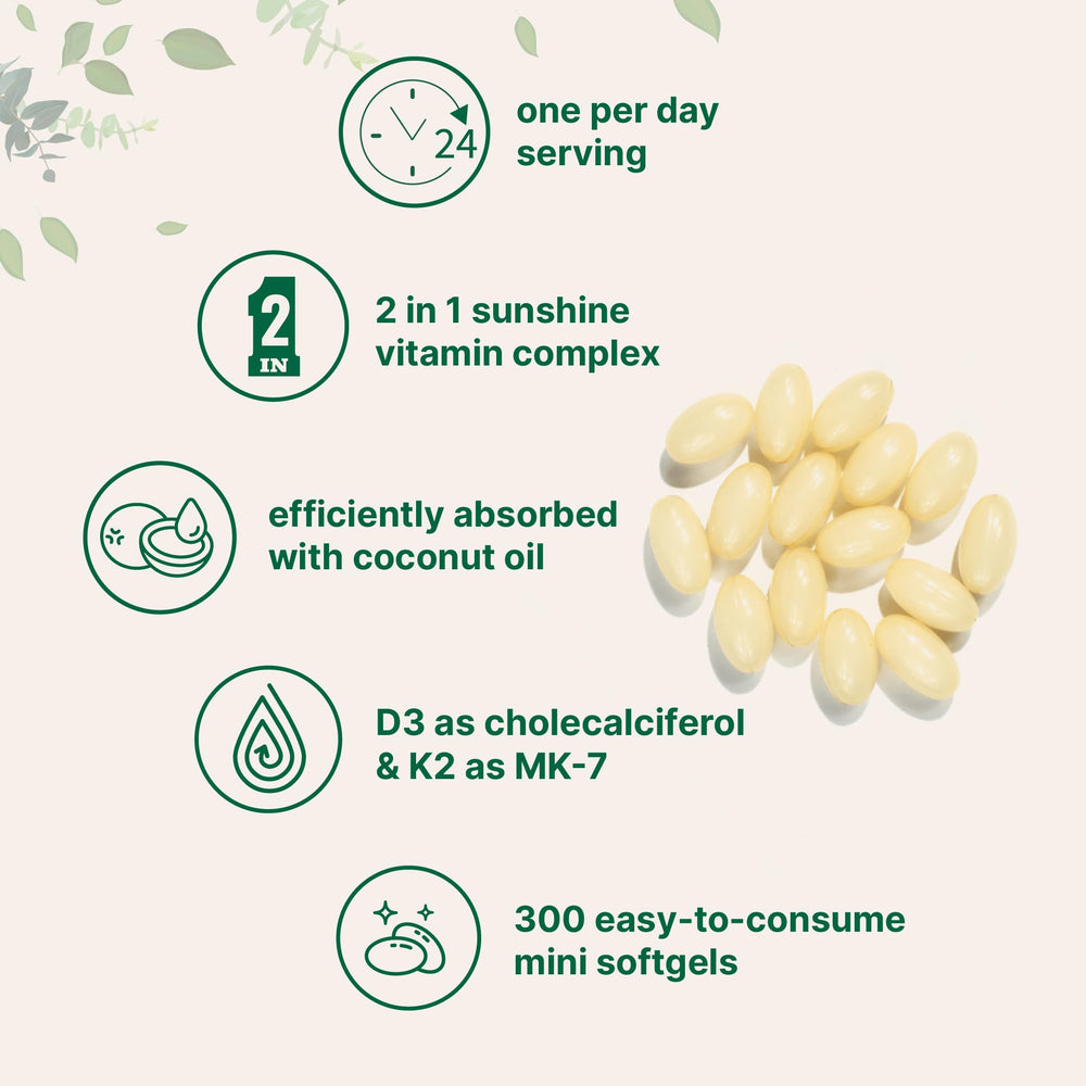 Micro Ingredients D3 K2 softgels beside a glass of water for easy swallowing