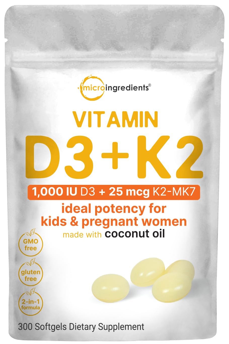 Micro Ingredients Vitamin D3 and K2 bottle highlighting daily wellness use