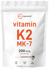 Micro Ingredients Vitamin K2 MK-7 softgels in pouch for easy daily use and absorption.