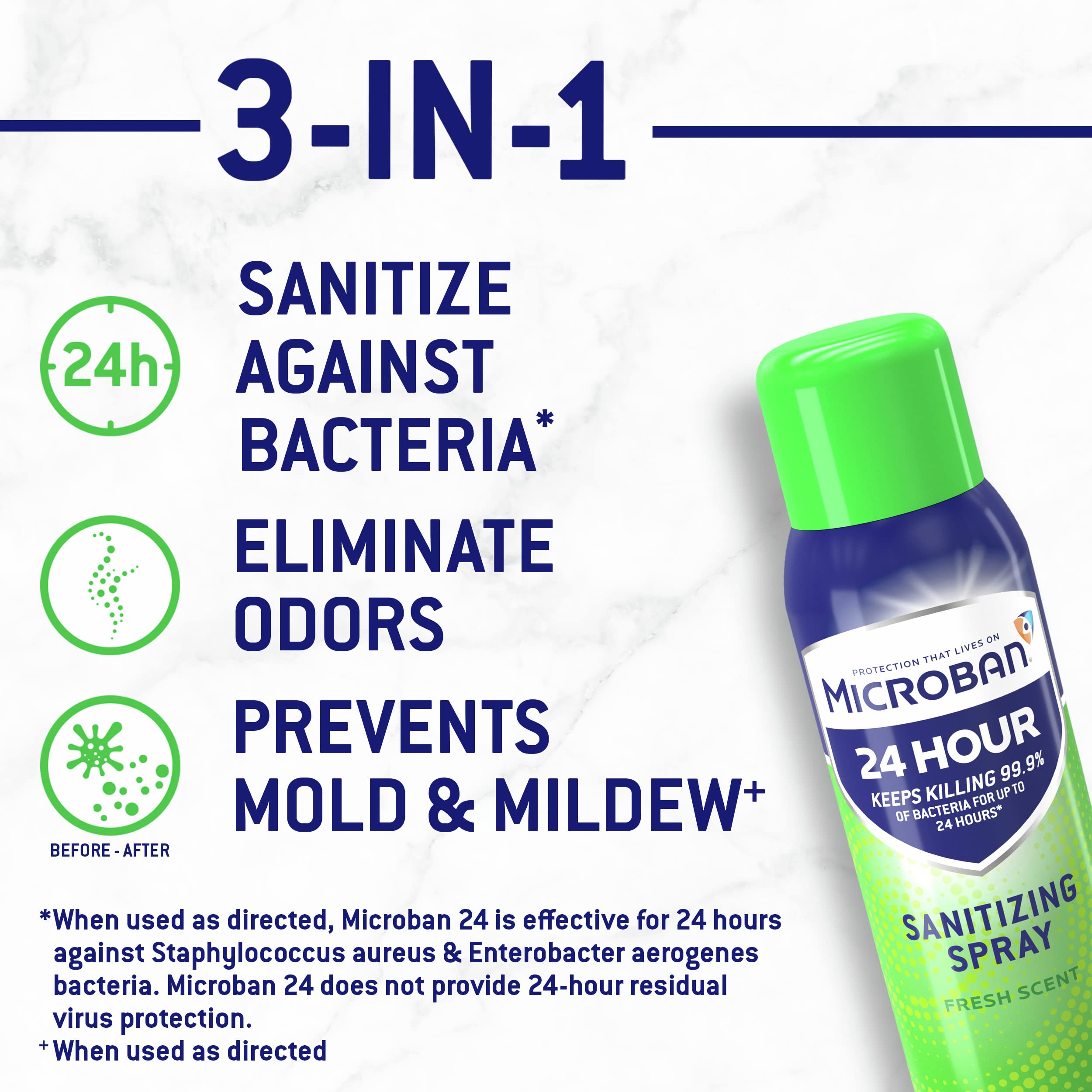 Close-up of Microban spray emitting mist to clean high-touch surfaces.