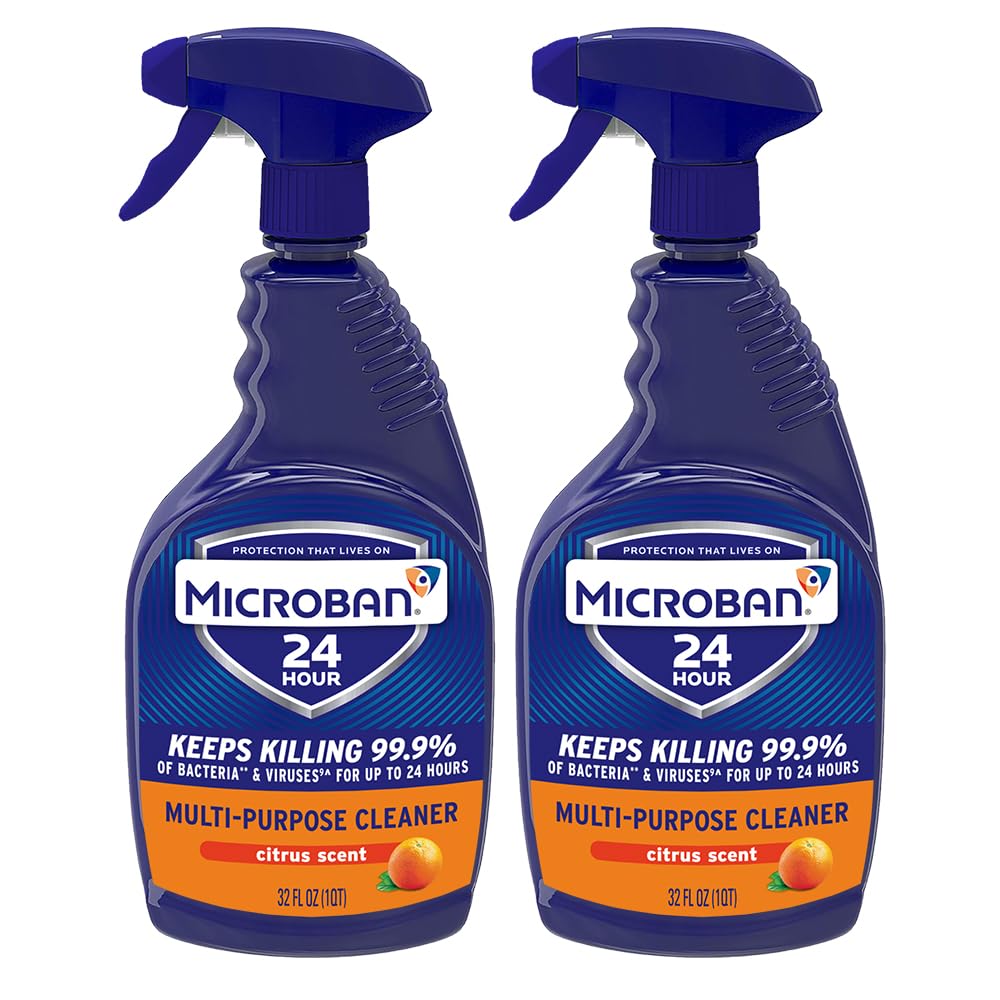 Microban citrus multi-purpose cleaner bottle for countertops and hard surfaces.