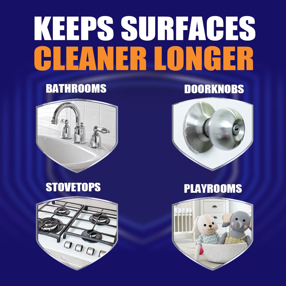 Microban cleaner penetrating soap scum and greasy soils on surfaces.