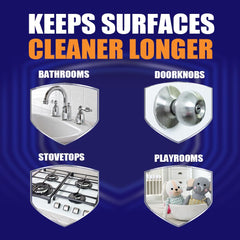 Microban cleaner penetrating soap scum and greasy soils on surfaces.