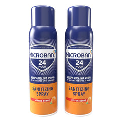 MICROBAN Sanitizing Spray aerosol-spray-application on a kitchen counter for quick disinfection