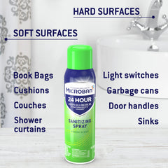 Microban label shows EPA-registered disinfectant and 24-hour protection.