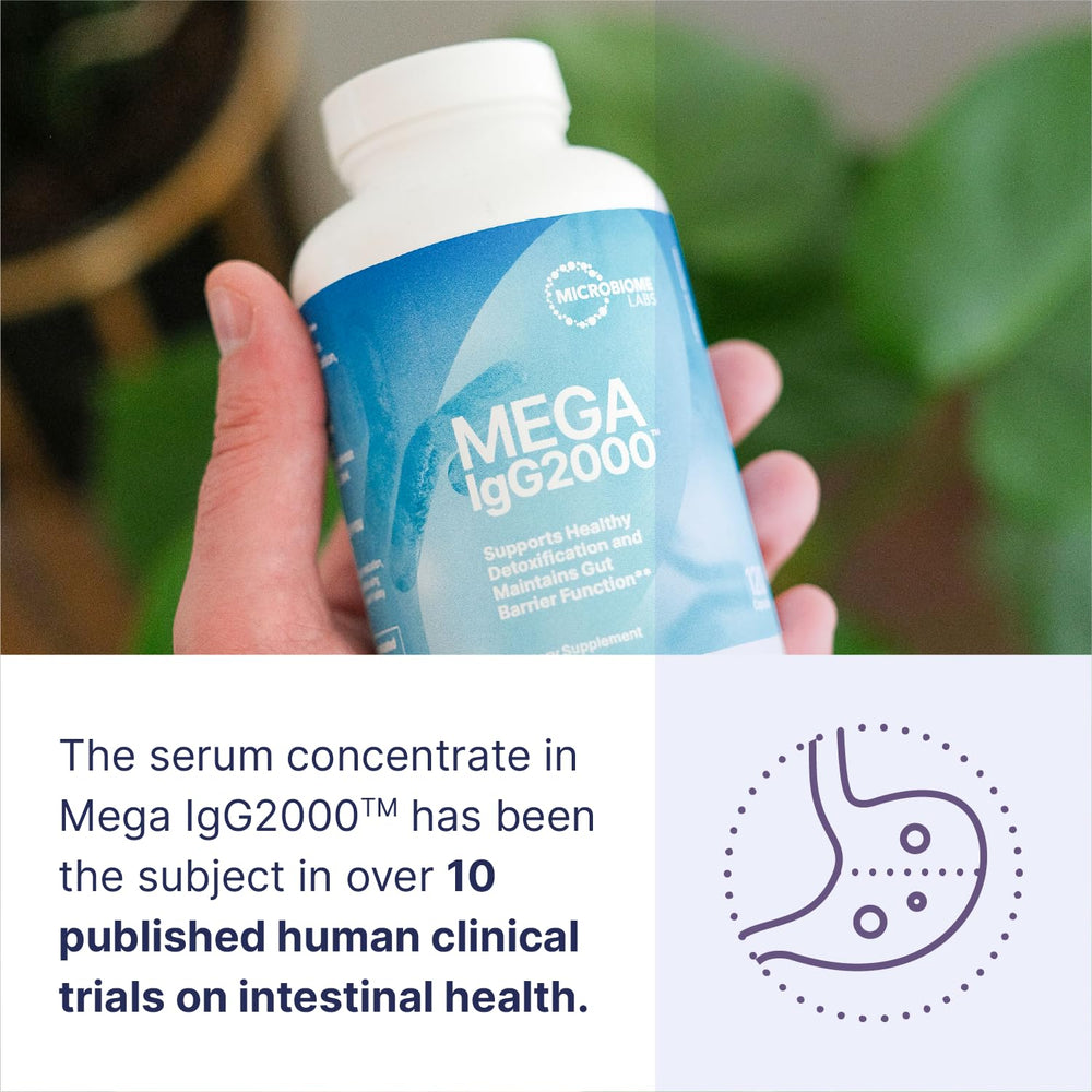 Microbiome Labs Mega IgG2000 capsules pack for dairy-free alternative option.