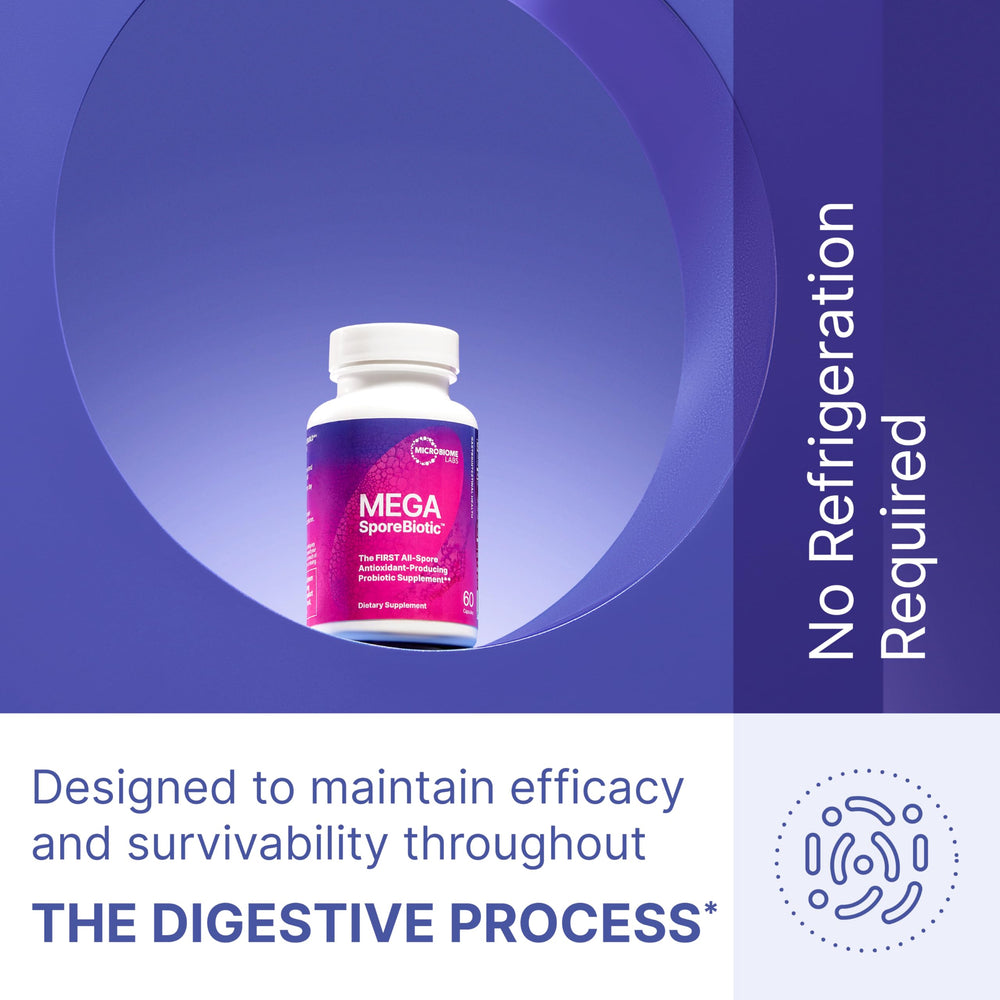 Travel-friendly MegaSporeBiotic packaging ready for on-the-go use.