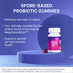 MegaSporeBiotic Kids Berry Gummies being chewed, tasty gut-friendly probiotic for kids