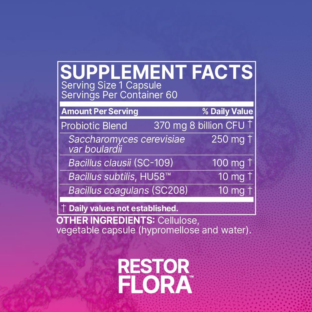 Restorflora capsules in a glass of water for easy intake.