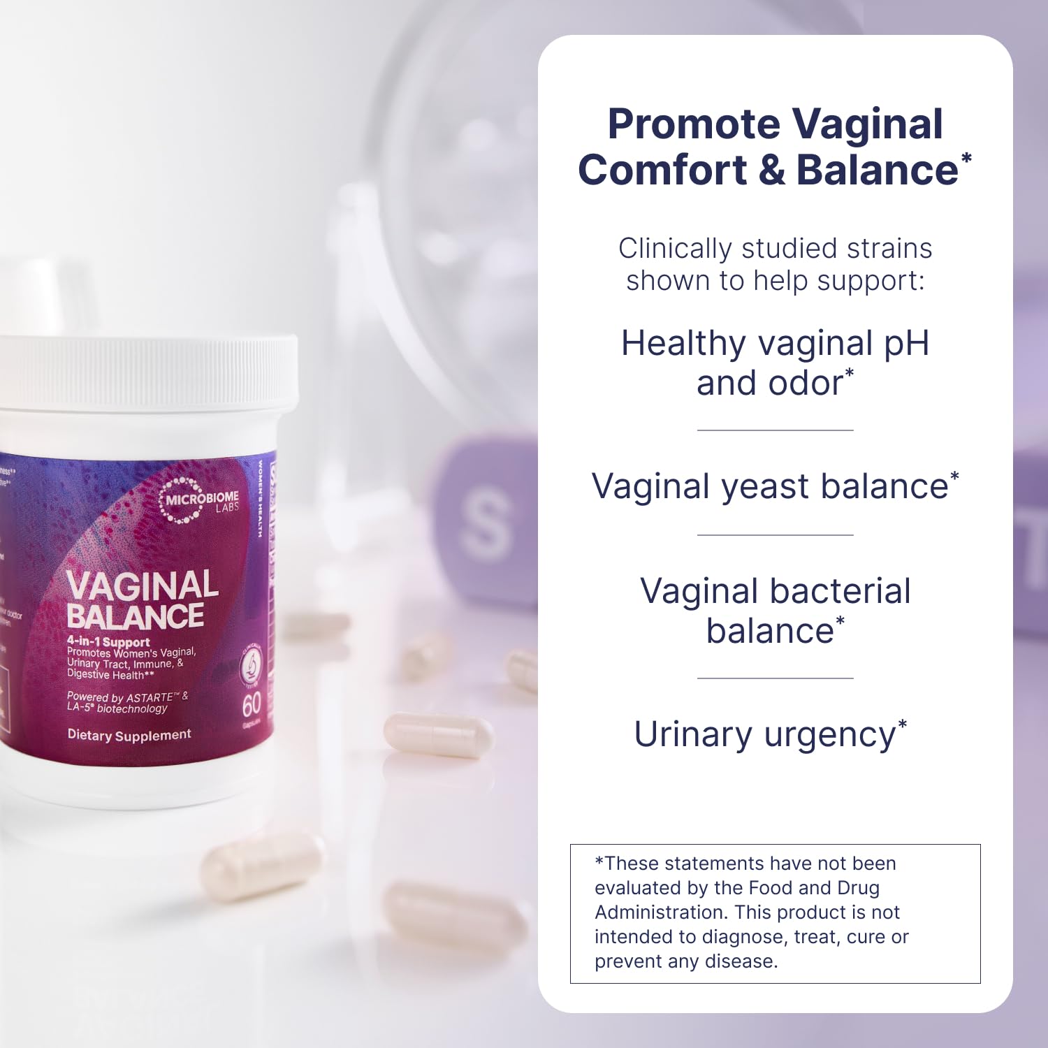 Vaginal Balance capsules offer discreet, convenient use for pH balance and comfort.