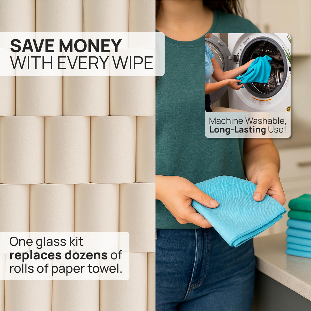 Claro reusable towels demonstrate durability and eco-friendly cleaning.