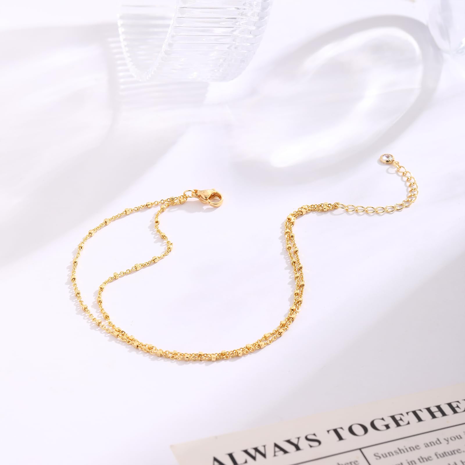 Mideeo anklet with lobster clasp for easy resizing and security.