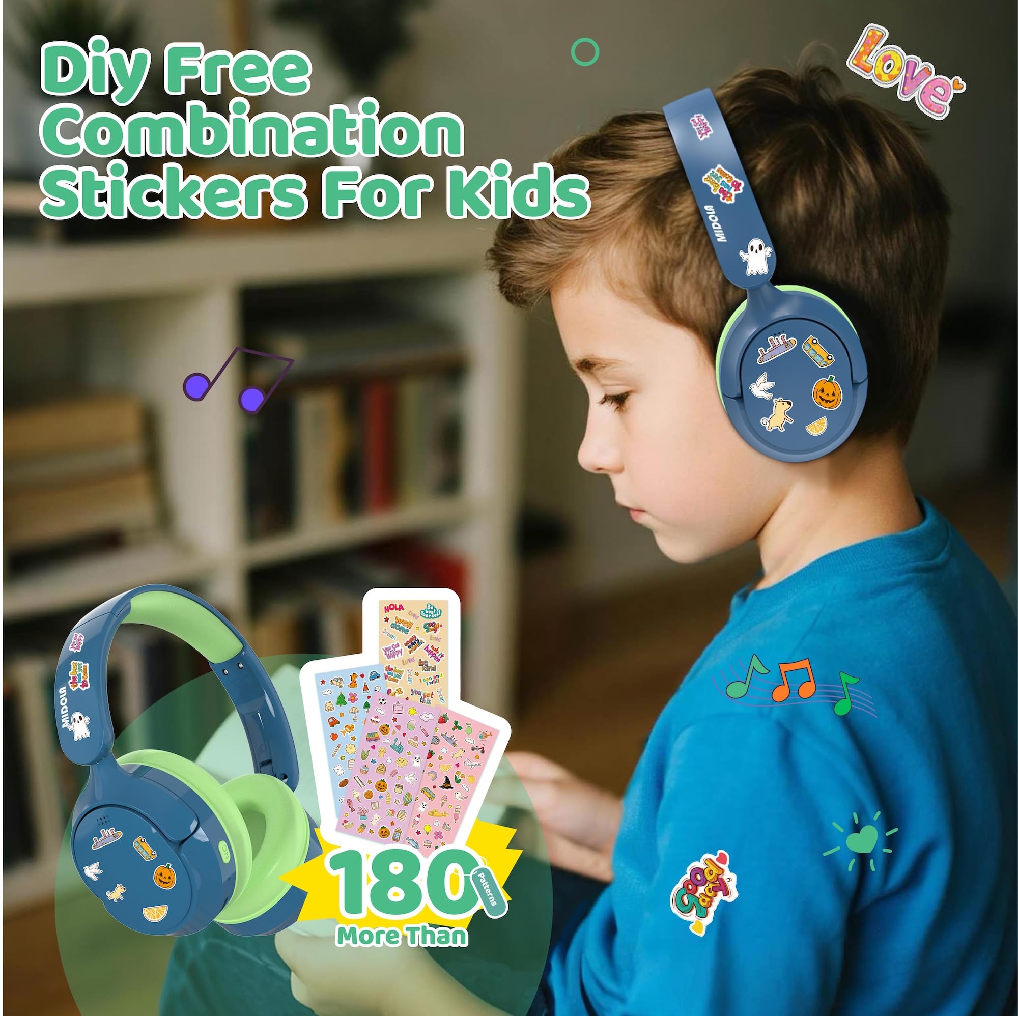 MIDOLA blue packaging with cartoon stickers and setup guide.