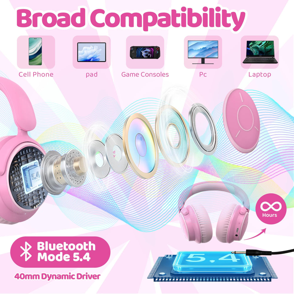 Midola Kids Headphones 68 hours of playback for long trips.