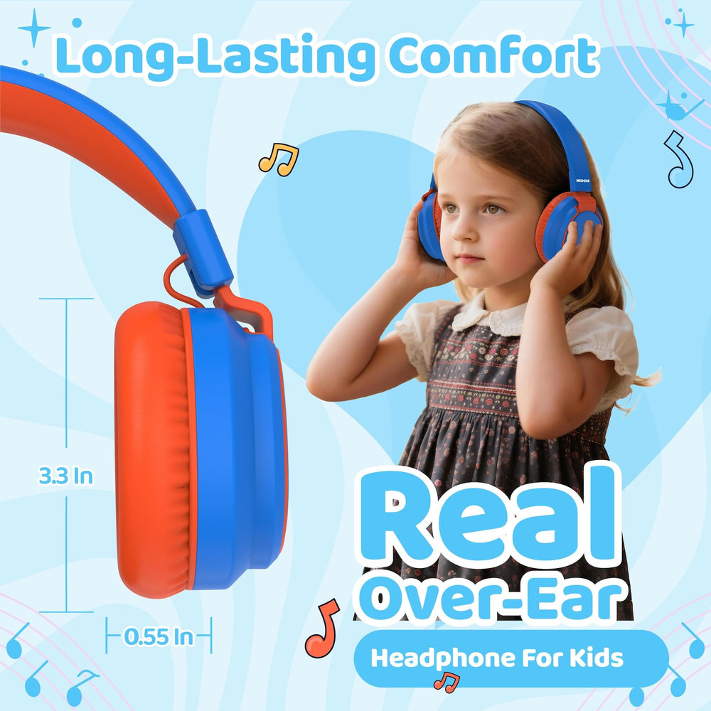 MIDOLA blue 40mm drivers deliver clear stereo sound for kids