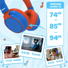 MIDOLA blue headphones offering 68 hours of playtime for long trips