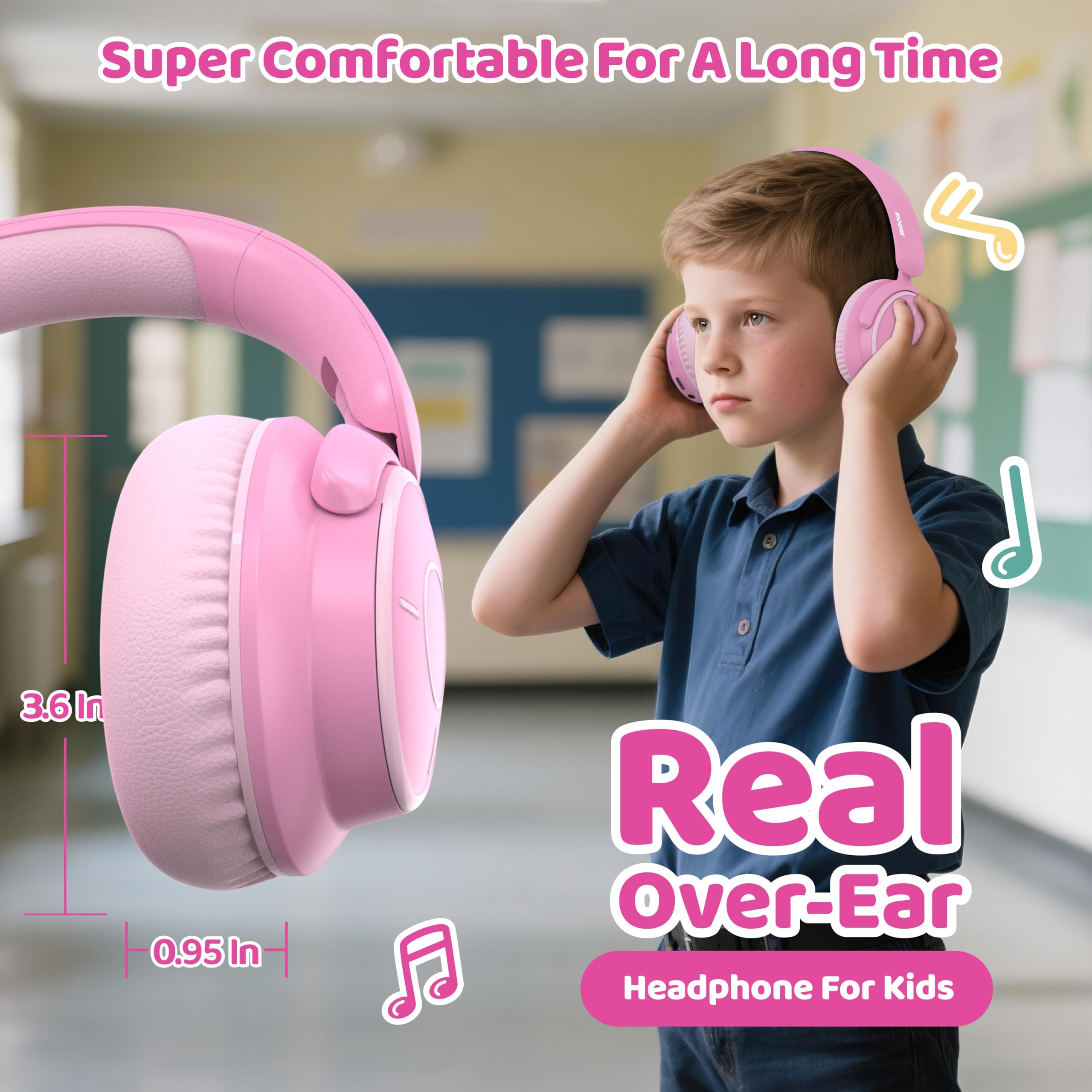 Midola Kids Headphones wired and wireless modes with built-in mic.