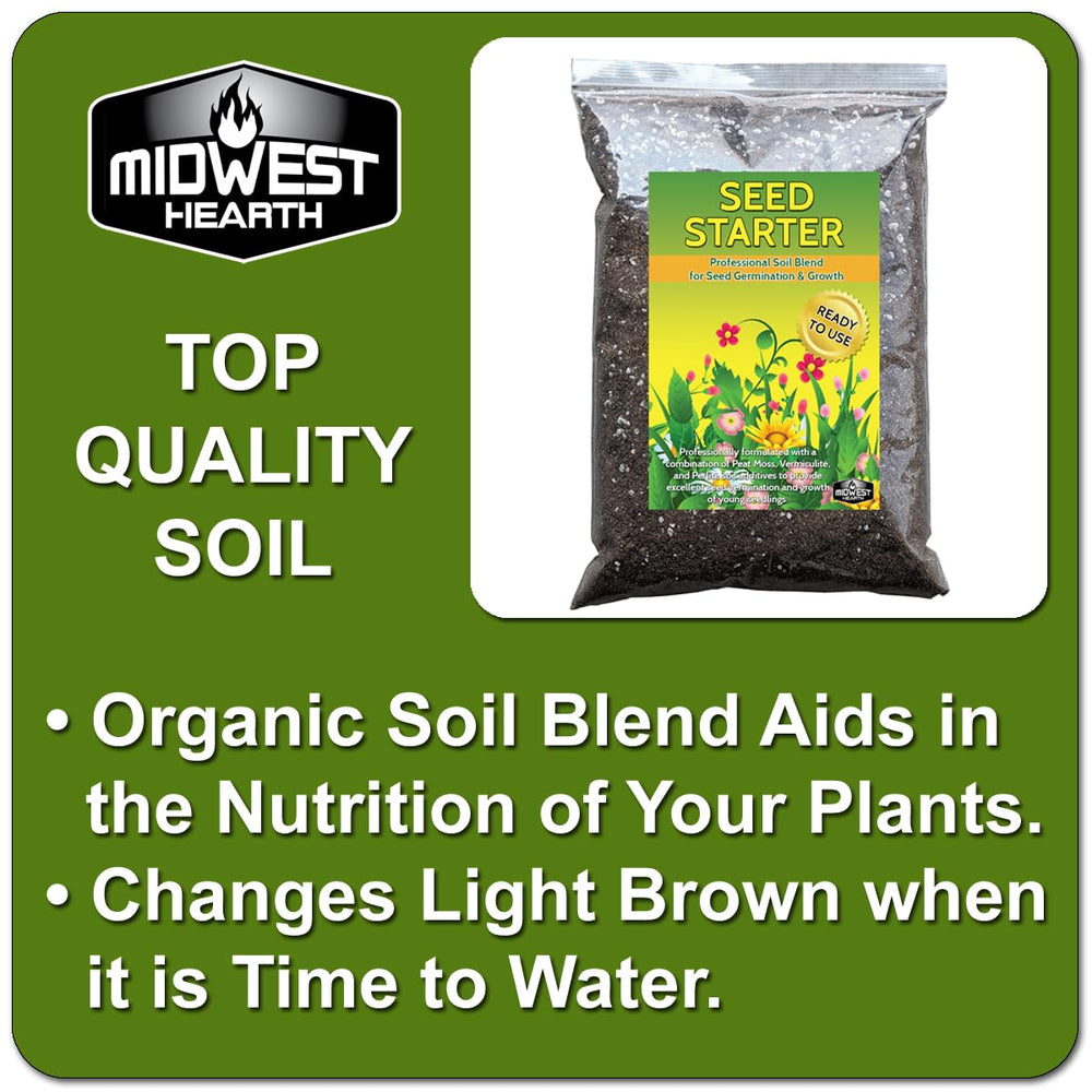 Midwest Hearth soil mix closeup reveals vermiculite and perlite balance
