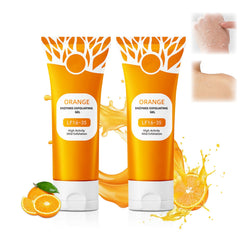 Miehoous Orange Exfoliating Gel face bottle demonstrates gentle cleansing.