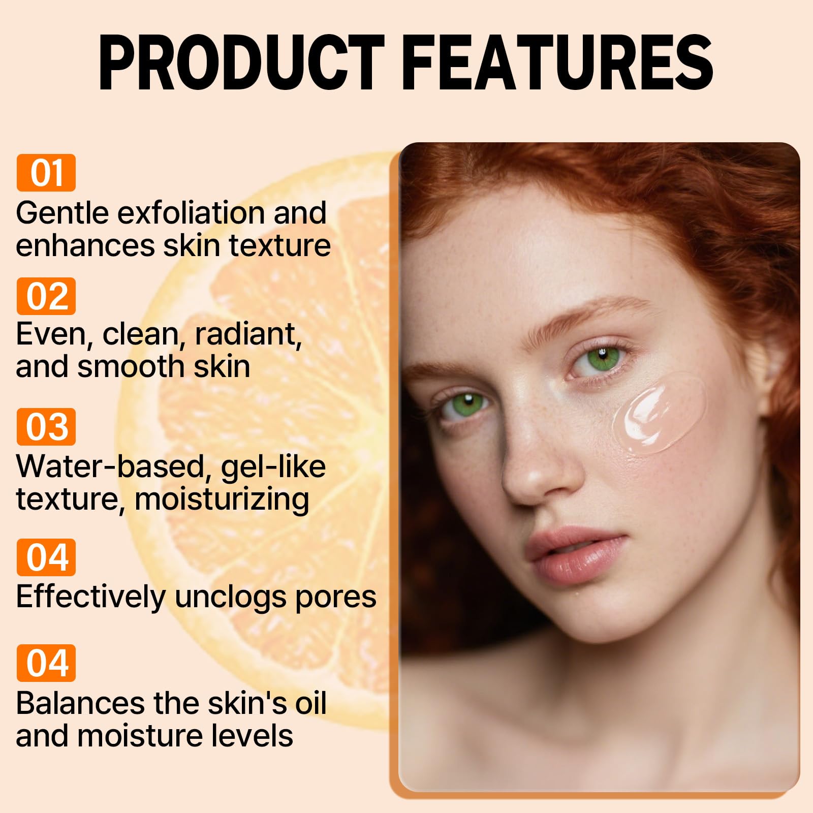 Miehoous Orange Exfoliating Gel pour close-up reveals light lather.