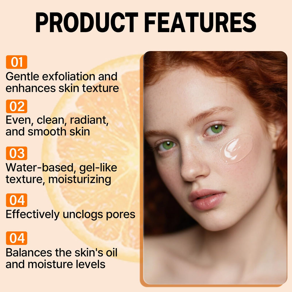 Miehoous Orange Exfoliating Gel pour close-up reveals light lather.