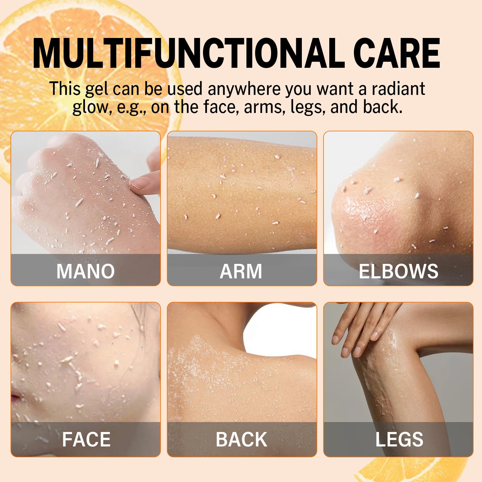 Miehoous Orange Exfoliating Gel texture swatch shows mild exfoliation.