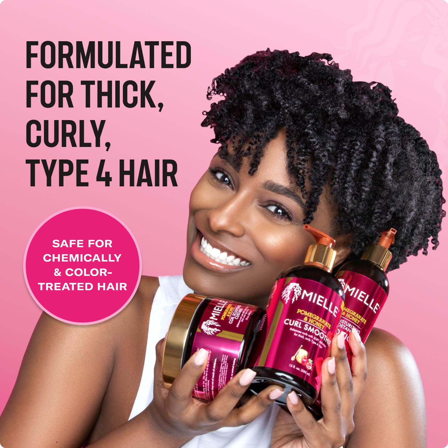 Creamy texture of Mielle Organics Pomegranate Honey detangling conditioner for easy detangling