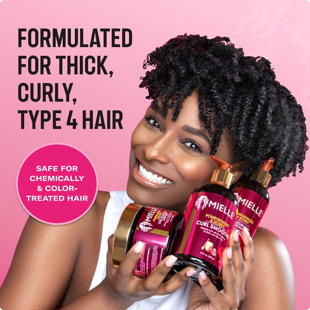 Creamy texture of Mielle Organics Pomegranate Honey detangling conditioner for easy detangling