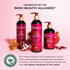 Mielle Organics Pomegranate Honey label close-up highlighting nourishing ingredients for curls