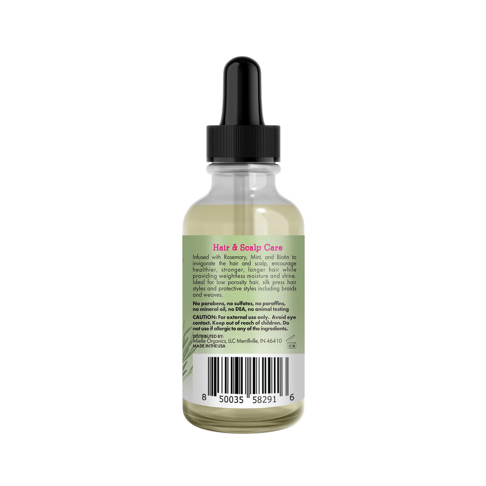 Mielle Organics Rosemary & Mint Light Hair Oil in use on hair