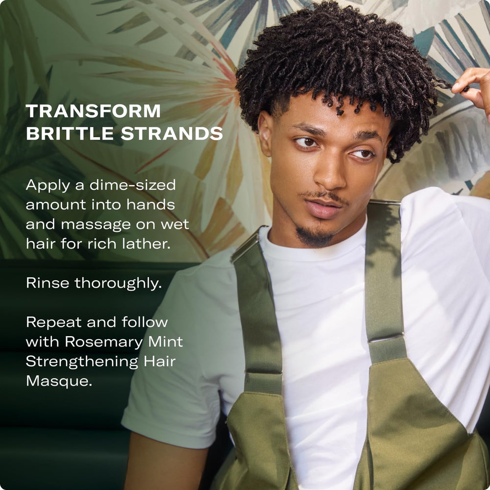 Hair strands look shiny after using Mielle Organics Rosemary Mint Shampoo.