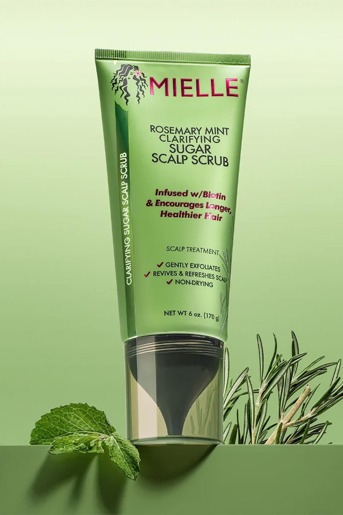 Mielle Organics scrub sugar granules give gentle exfoliation for a clearer scalp.