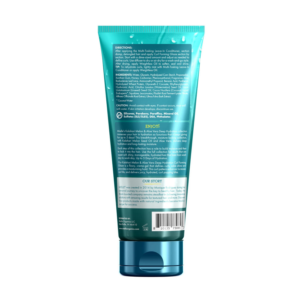 Mielle curl glaze close-up showing defined curls and shine.