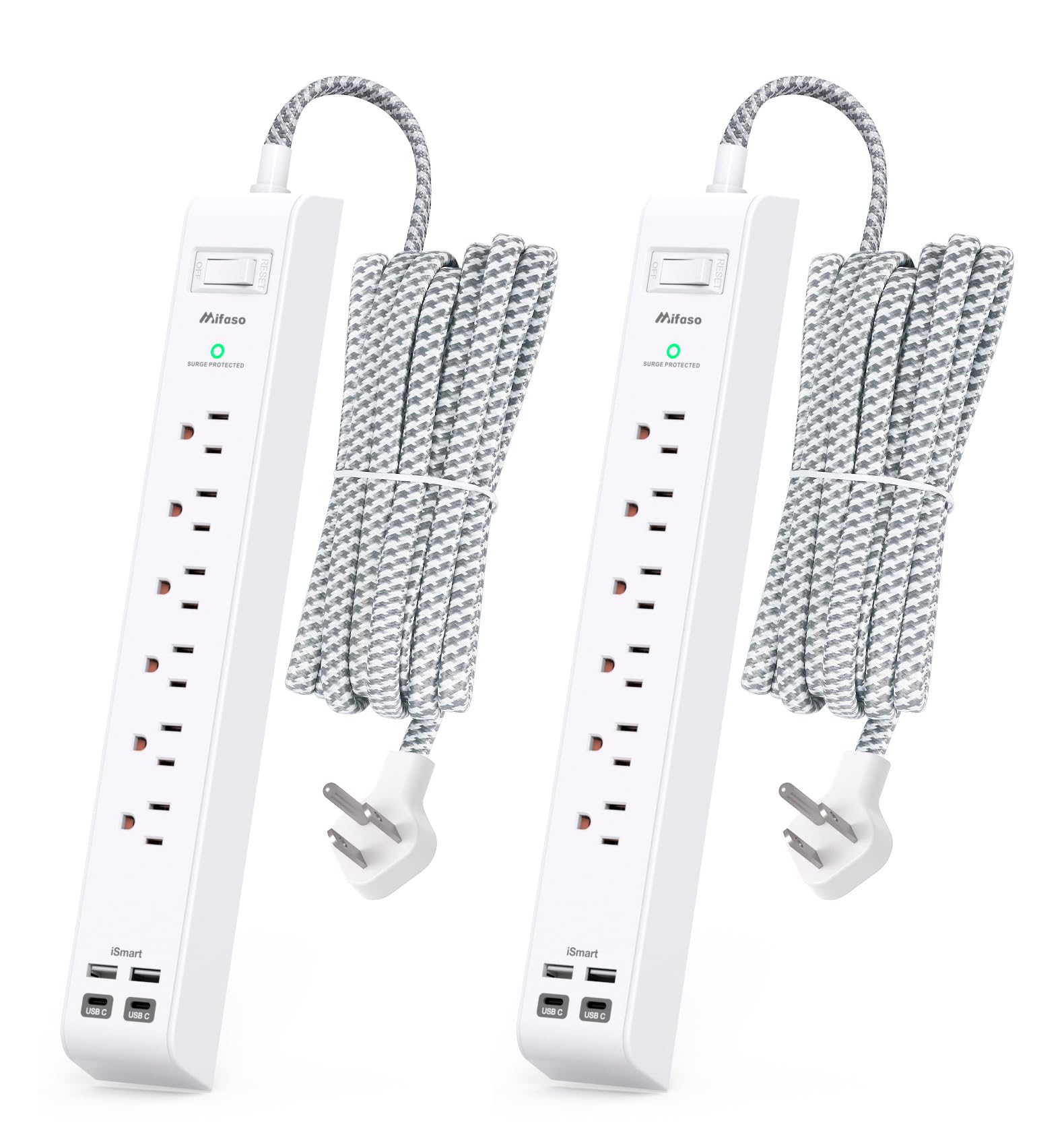 Mifaso 2-pack extension cord with 10ft reach for accessible outlets