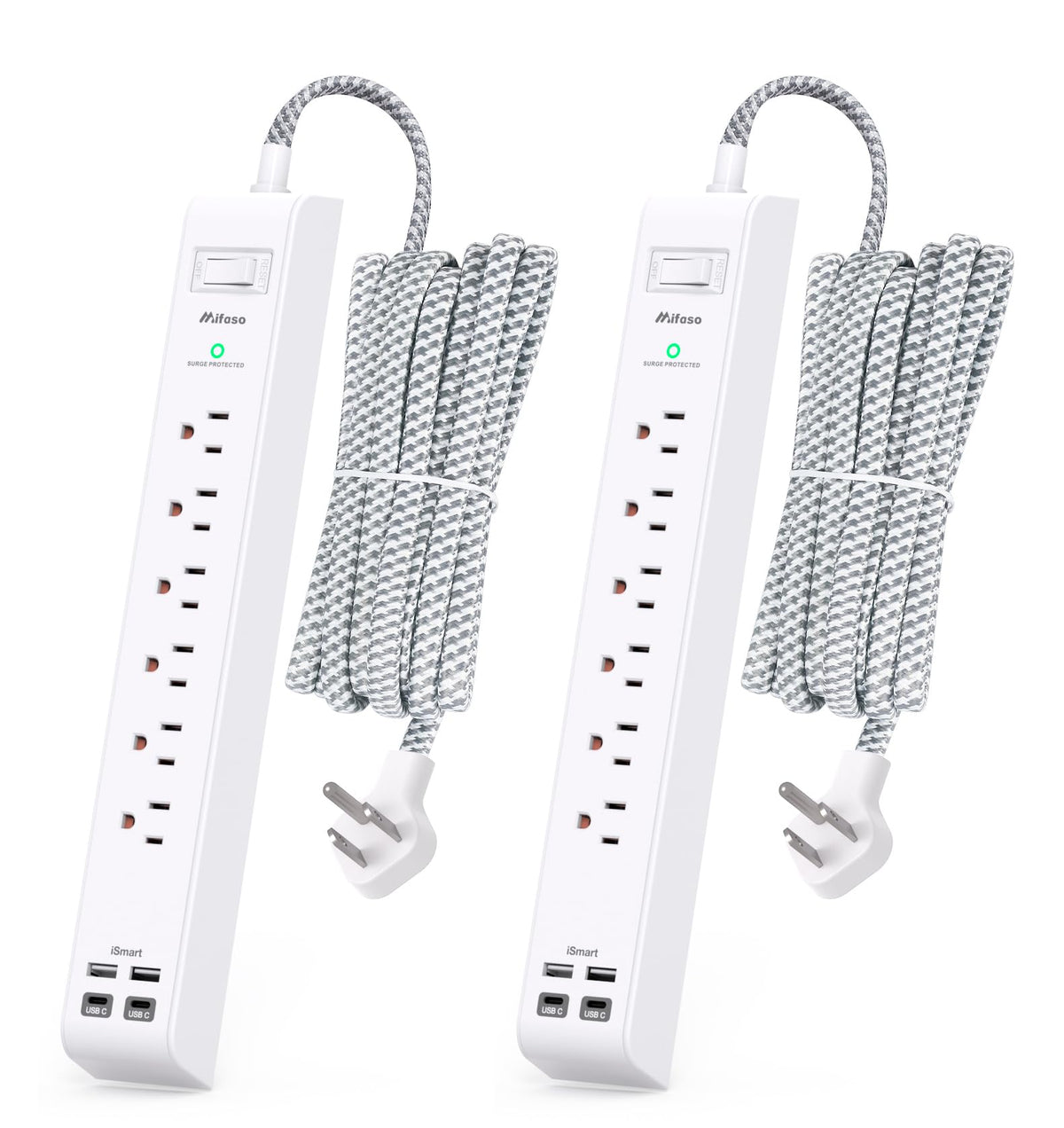 Mifaso 2-pack extension cord with 10ft reach for accessible outlets