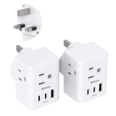 Mifaso 2-pack US to UK plug adapter front view with compact design.