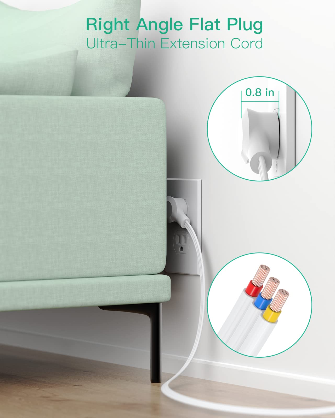 Mifaso flat plug 45-degree right-angle fits tight spaces.