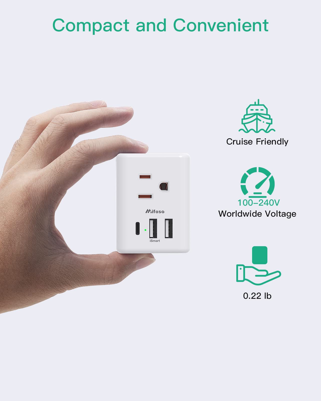 Mifaso multi-country UK travel adapter suited for Dubai and Europe trips