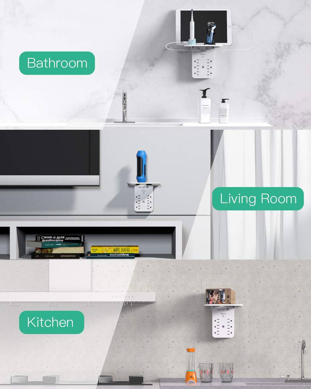 Mifaso compact shelf holds items like razors or brushes while charging