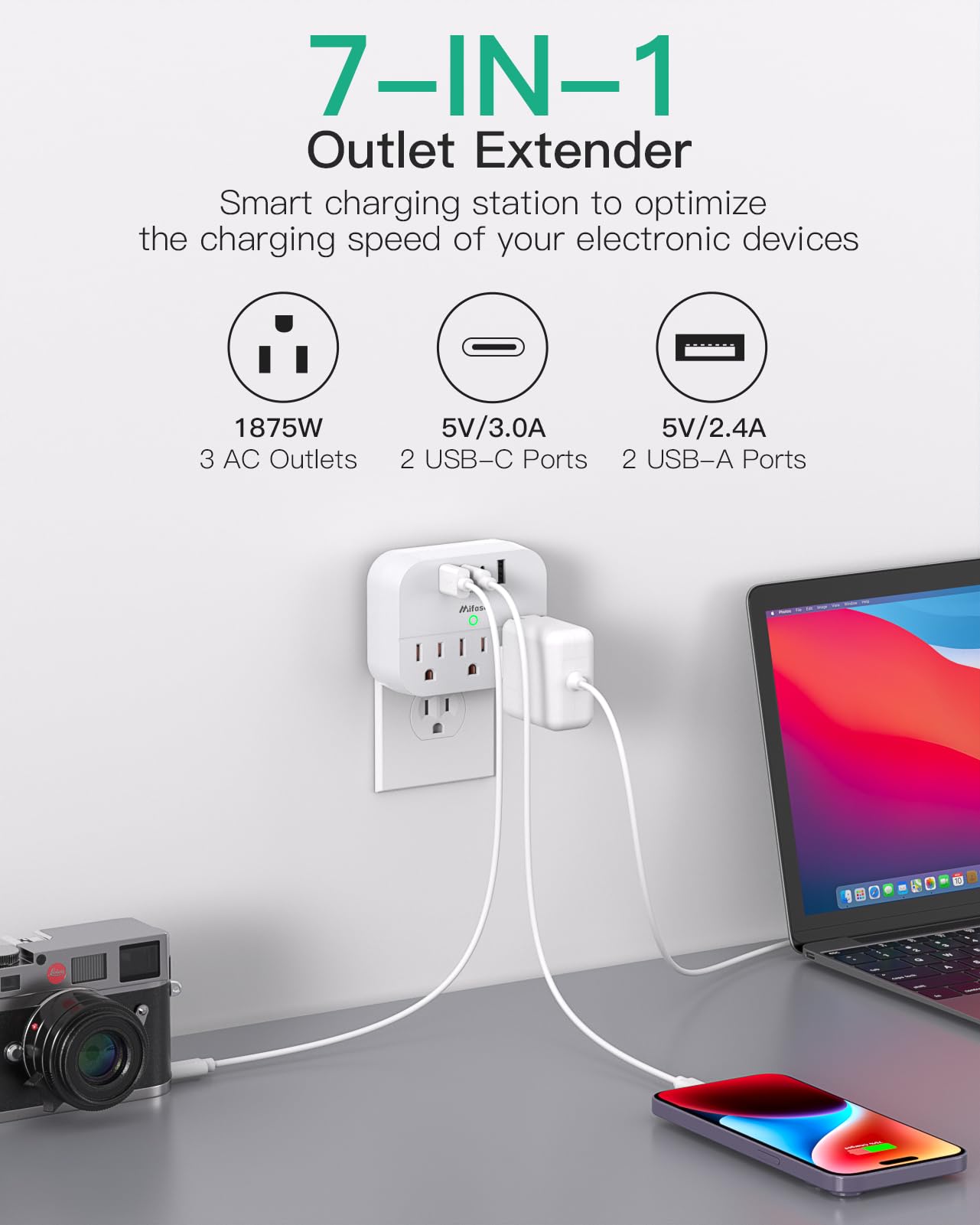 Mifaso Type-A travel adapter for cruising, compatible across regions.