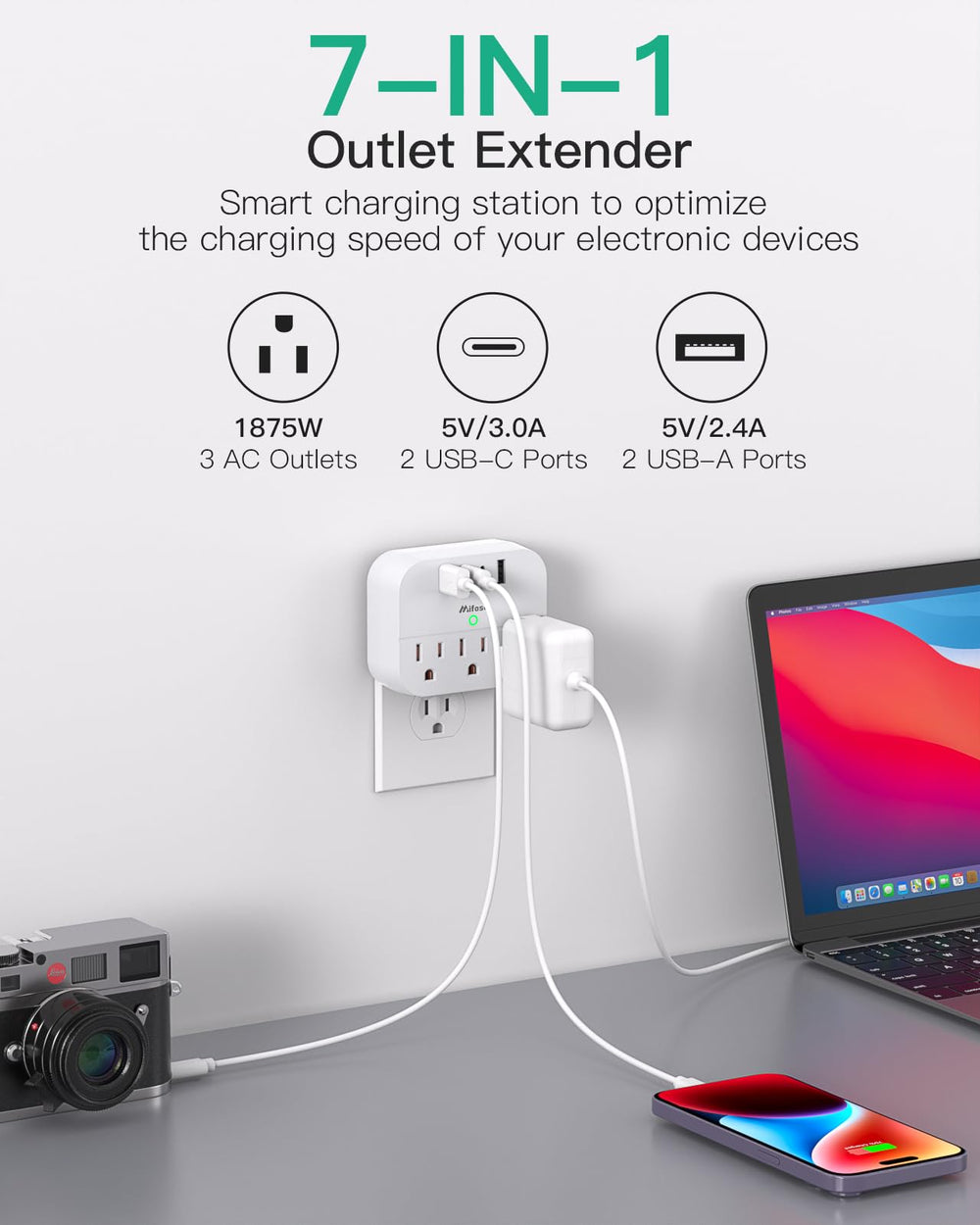 Mifaso Type-A travel adapter for cruising, compatible across regions.