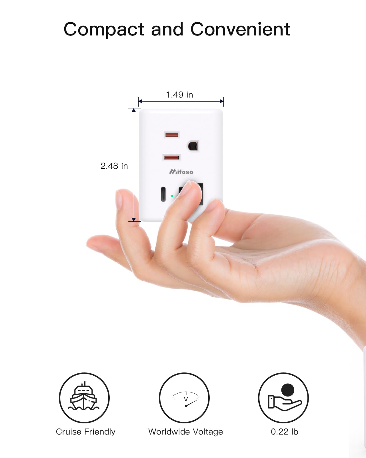 Mifaso UK/England travel adapter supports regional compatibility.
