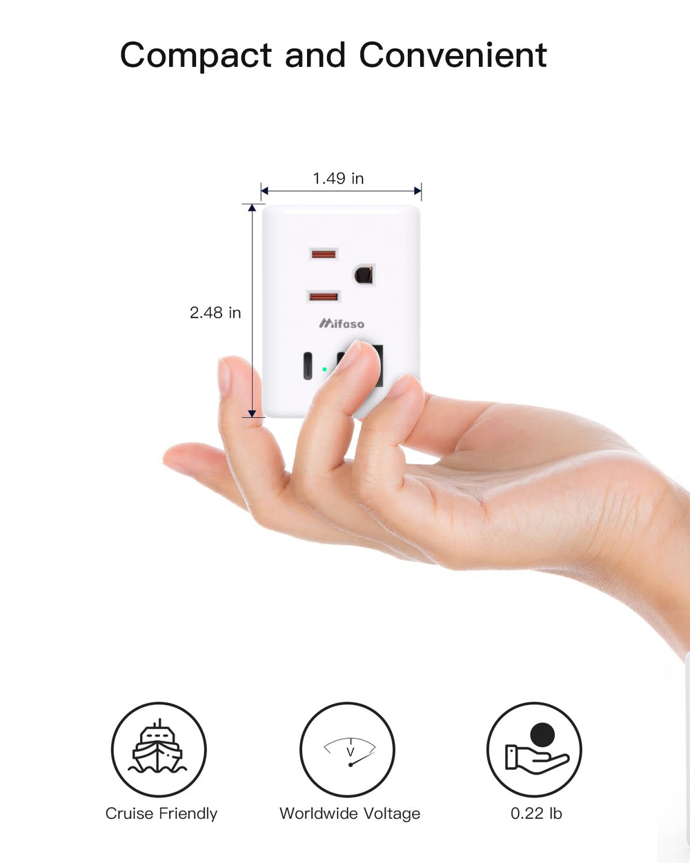 Mifaso UK/England travel adapter supports regional compatibility.