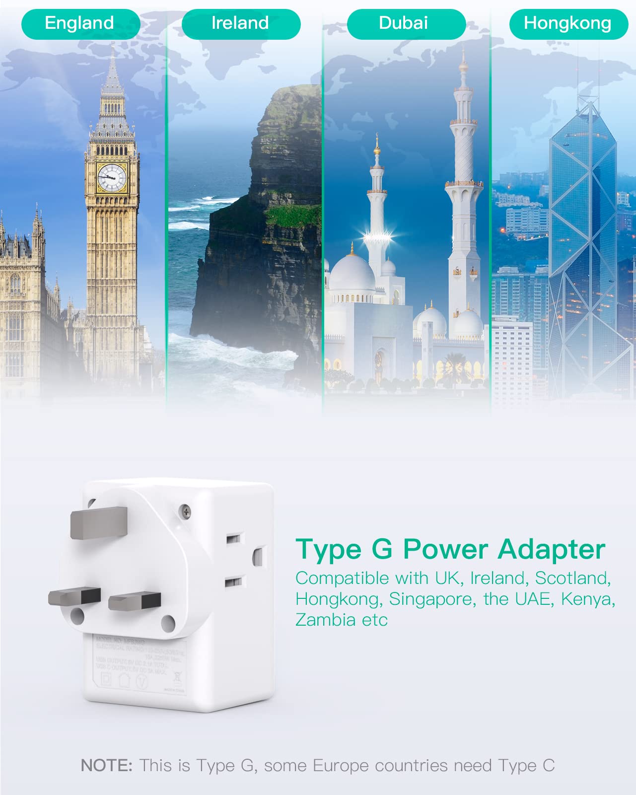 Mifaso UK adapter with USB-C fast charging for quick device recharge