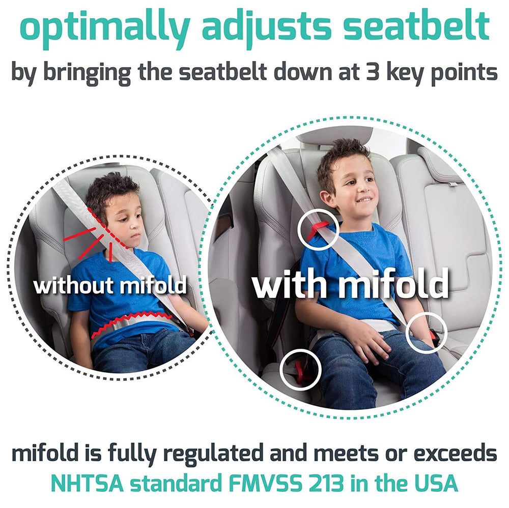 mifold travel-ready booster fits in backpack for carpooling