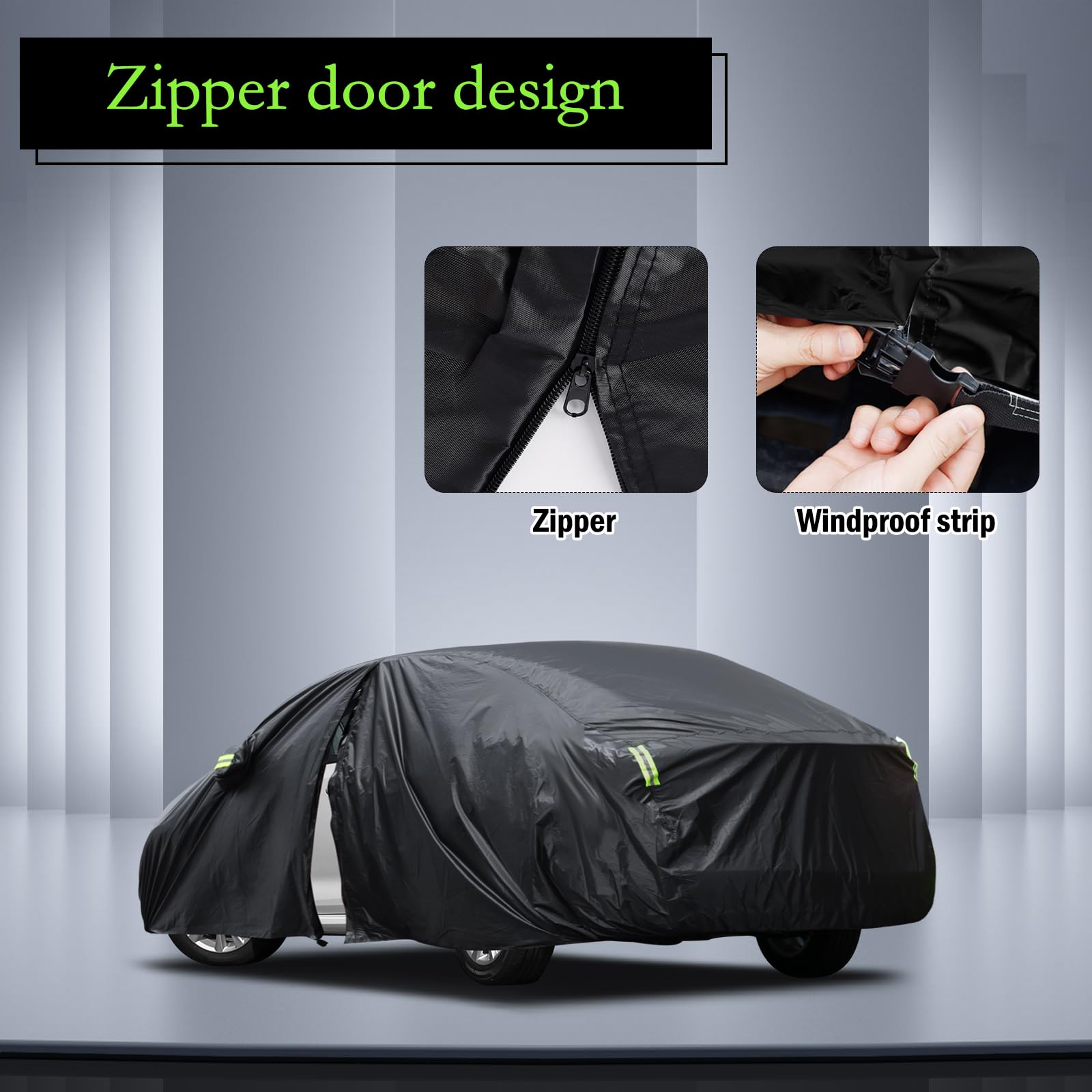 Migaven car cover driver zipper access lets you reach the cabin without removing the cover.