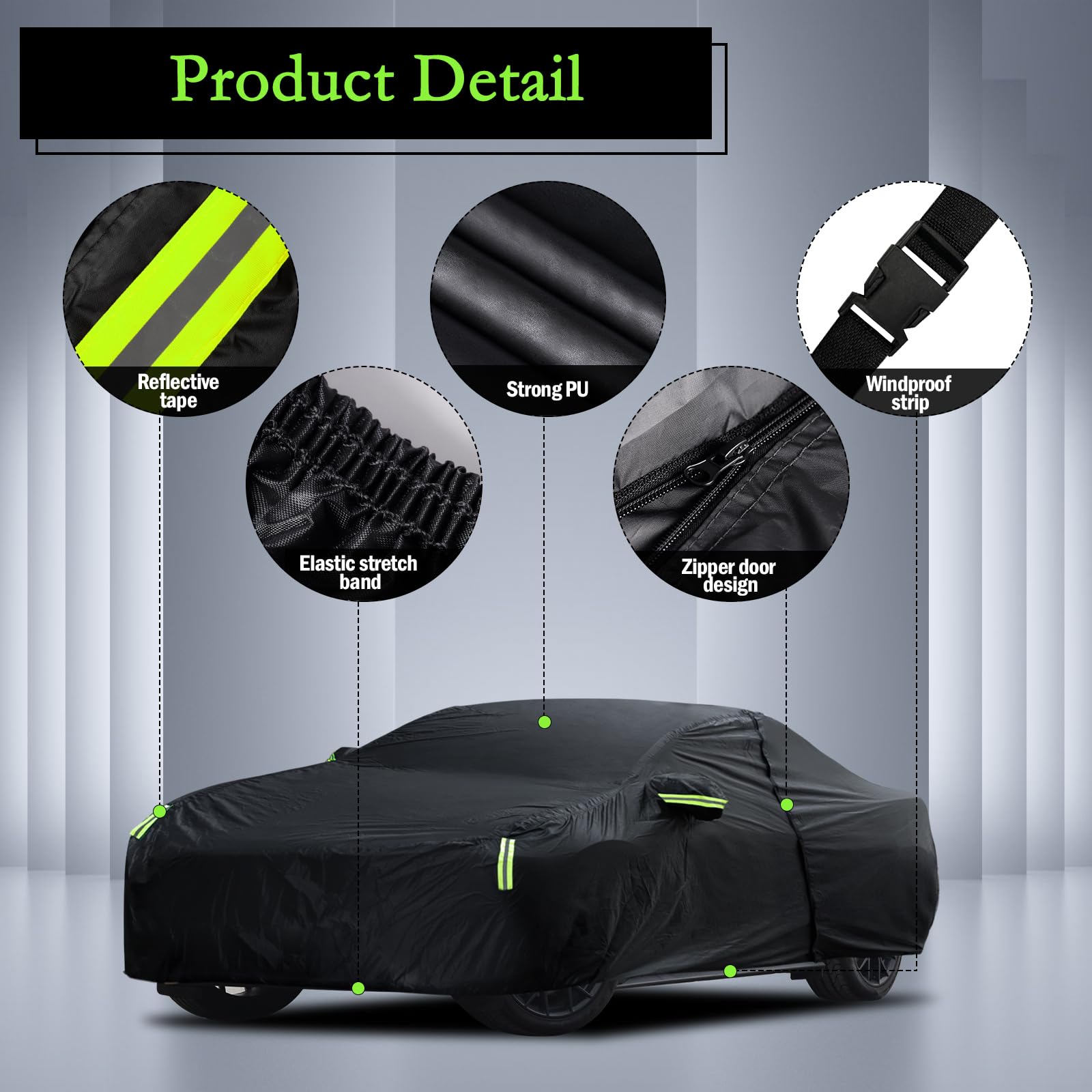 Migaven car cover provides waterproof all-weather protection for outdoor storage durability.