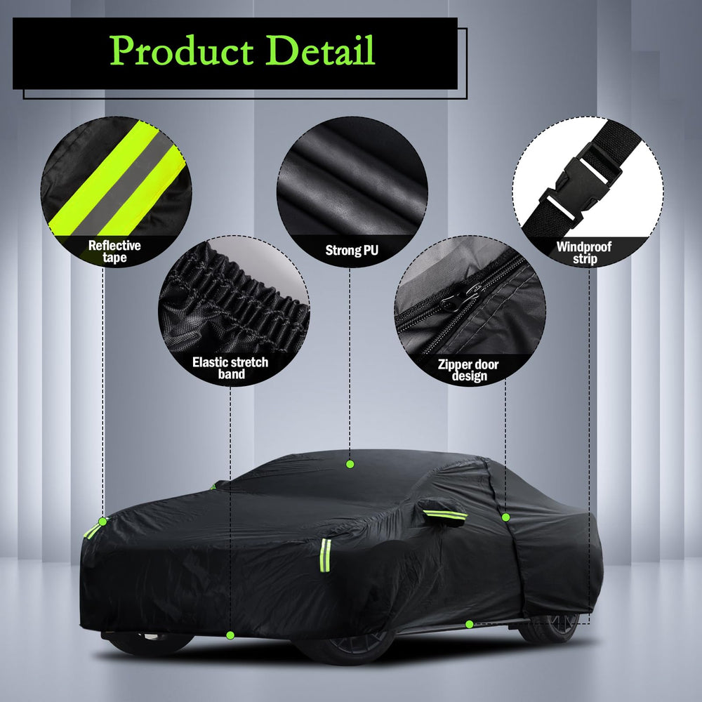 Migaven car cover provides waterproof all-weather protection for outdoor storage durability.